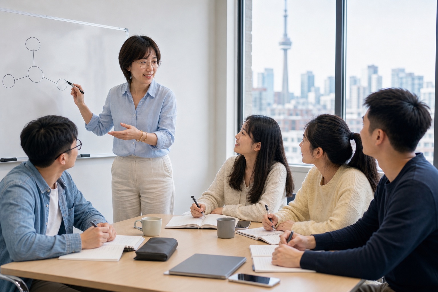 小枫叶思培老师在多伦多教学机构带领亚裔成年学员建立思培基础
